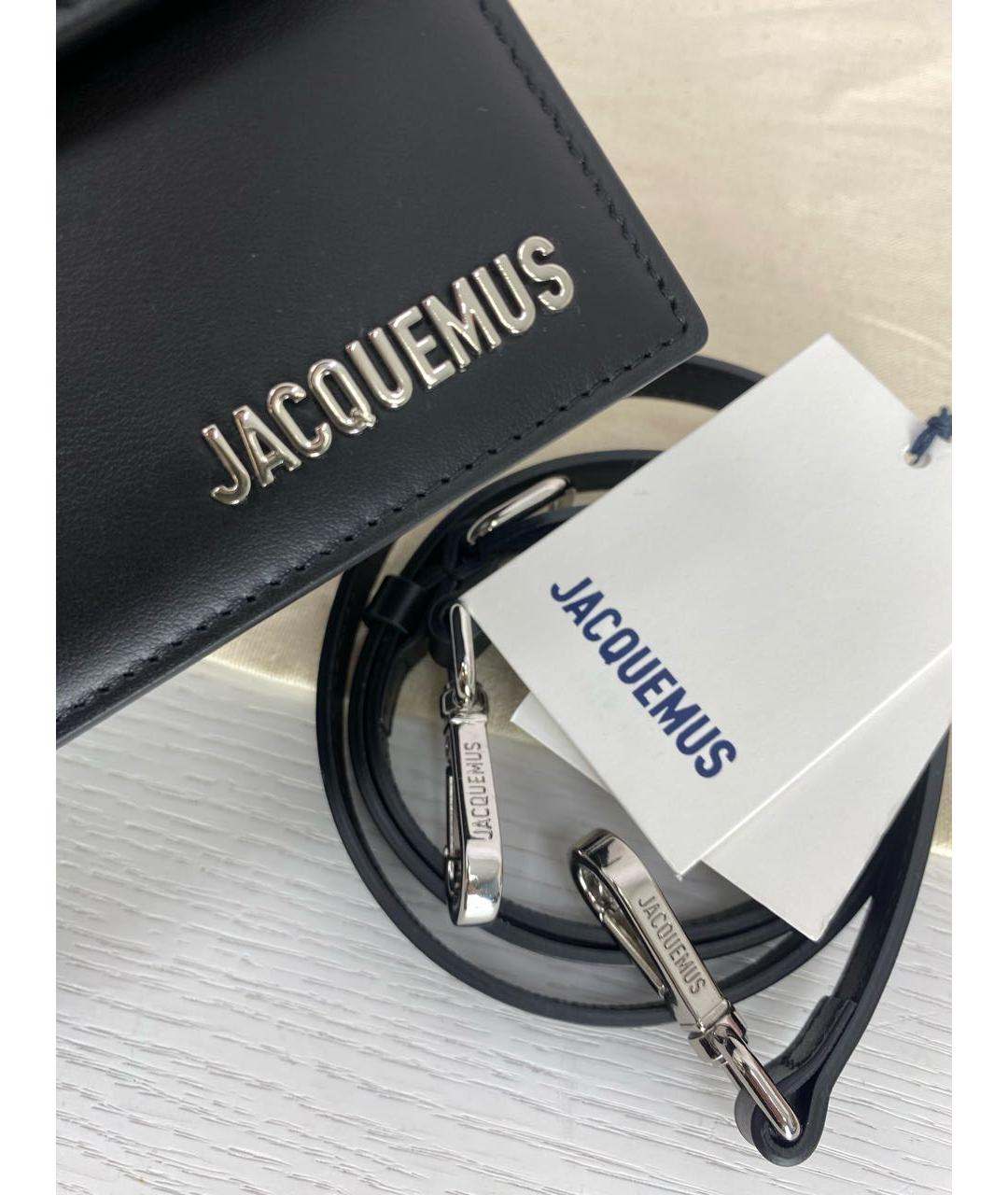 JACQUEMUS Черная кожаная сумка через плечо, фото 6