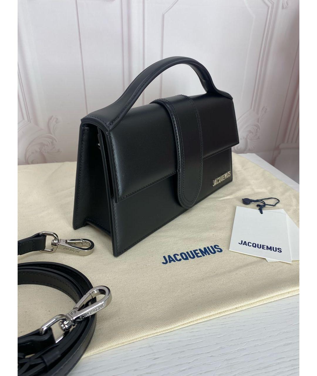 JACQUEMUS Черная кожаная сумка через плечо, фото 2