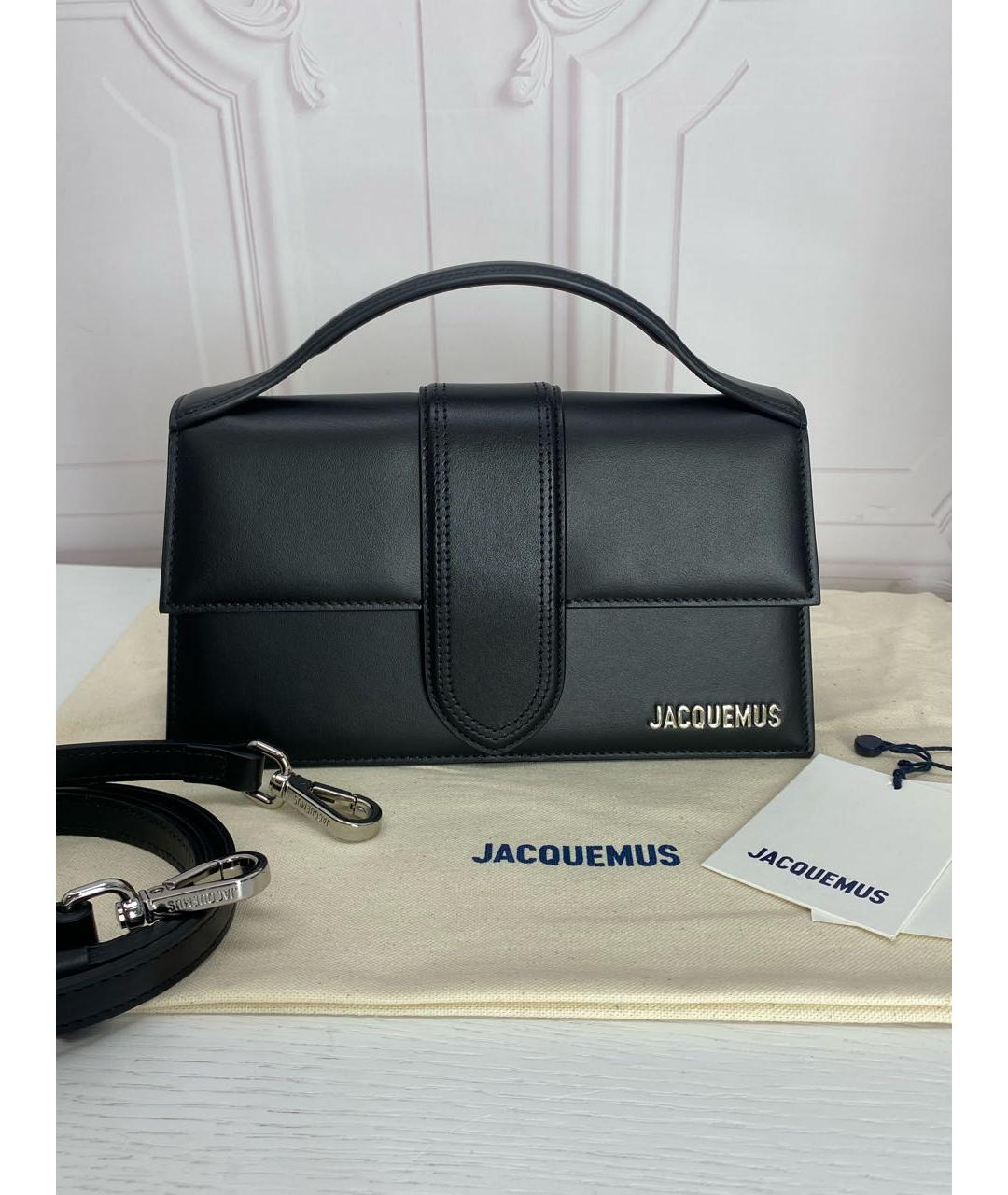 JACQUEMUS Черная кожаная сумка через плечо, фото 5