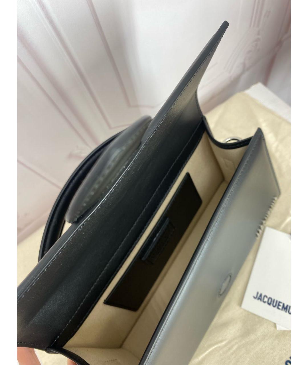 JACQUEMUS Черная кожаная сумка через плечо, фото 4