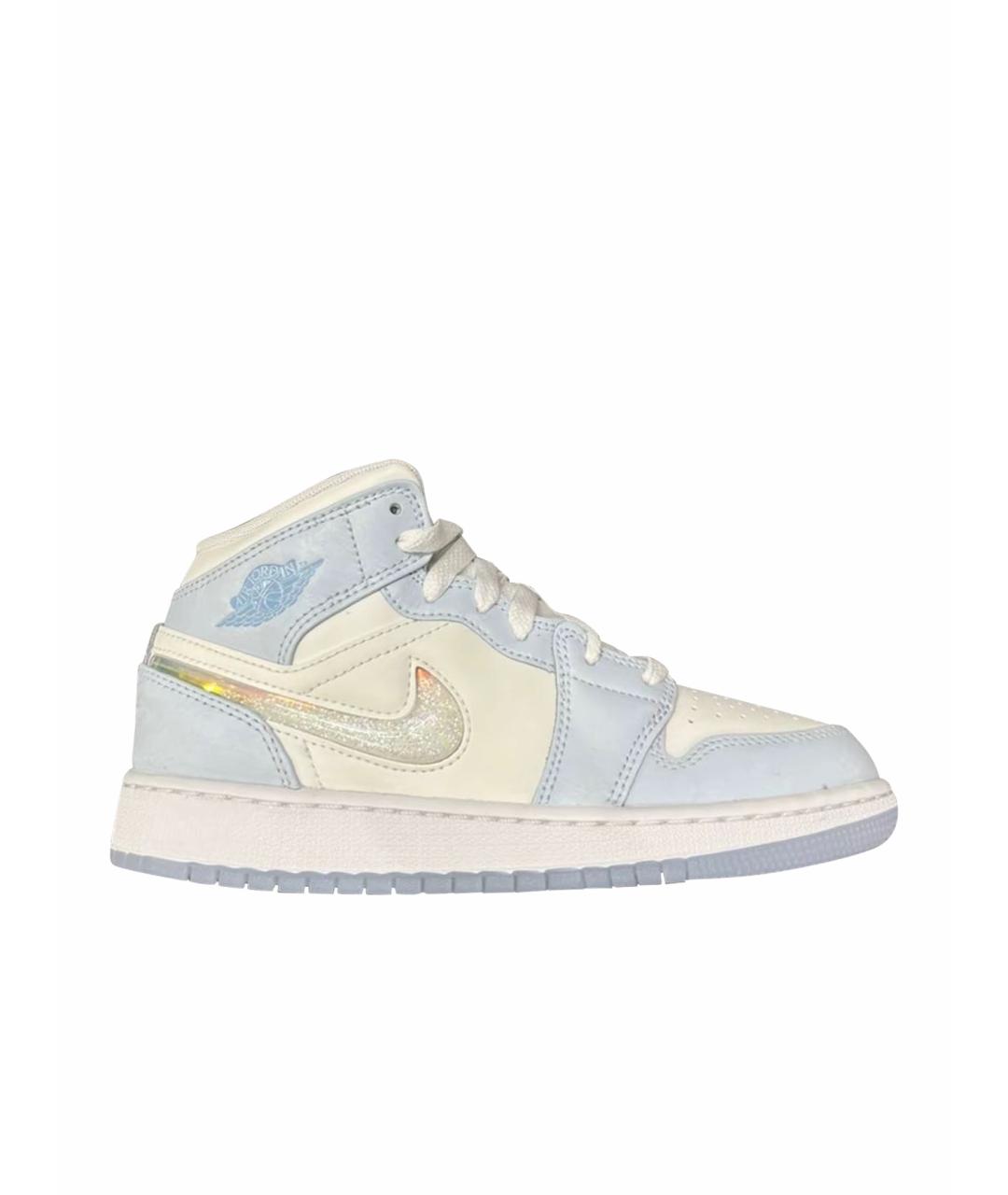 JORDAN Голубые кожаные высокие кроссовки / кеды, фото 1