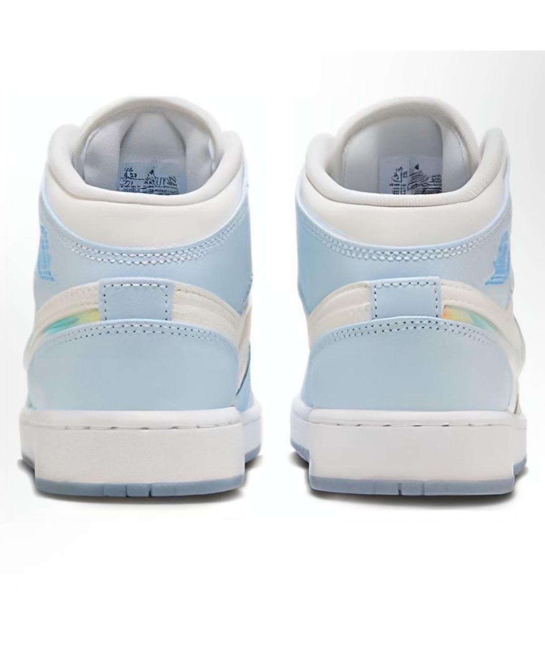 JORDAN Голубые кожаные высокие кроссовки / кеды, фото 4