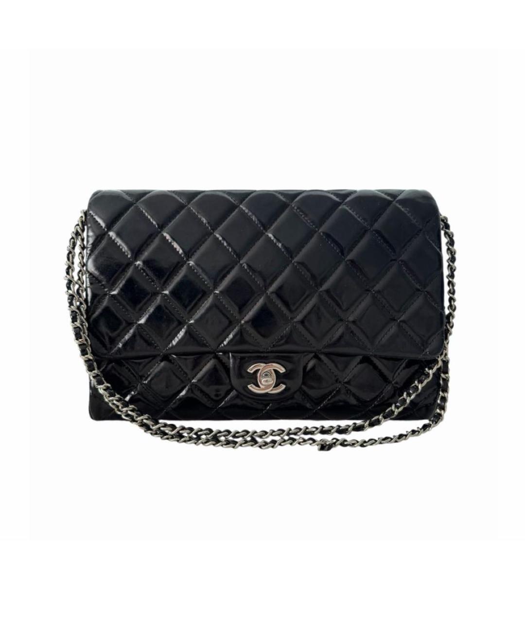 CHANEL Черная сумка через плечо из лакированной кожи, фото 7