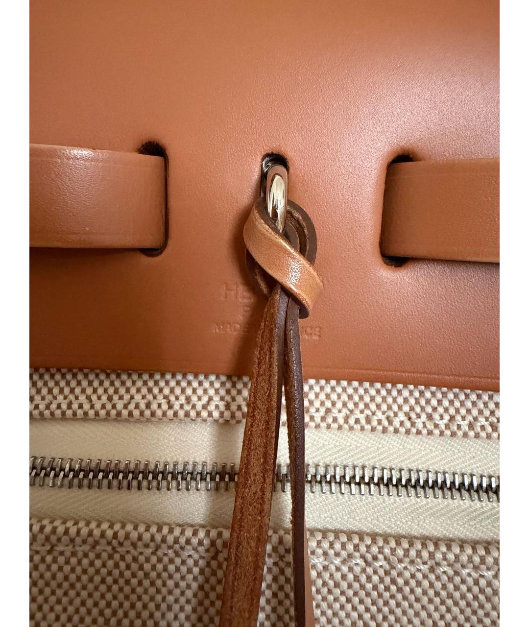 HERMES Бежевая тканевая сумка через плечо, фото 7