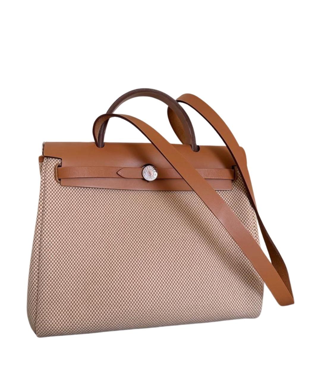 HERMES Бежевая тканевая сумка через плечо, фото 1