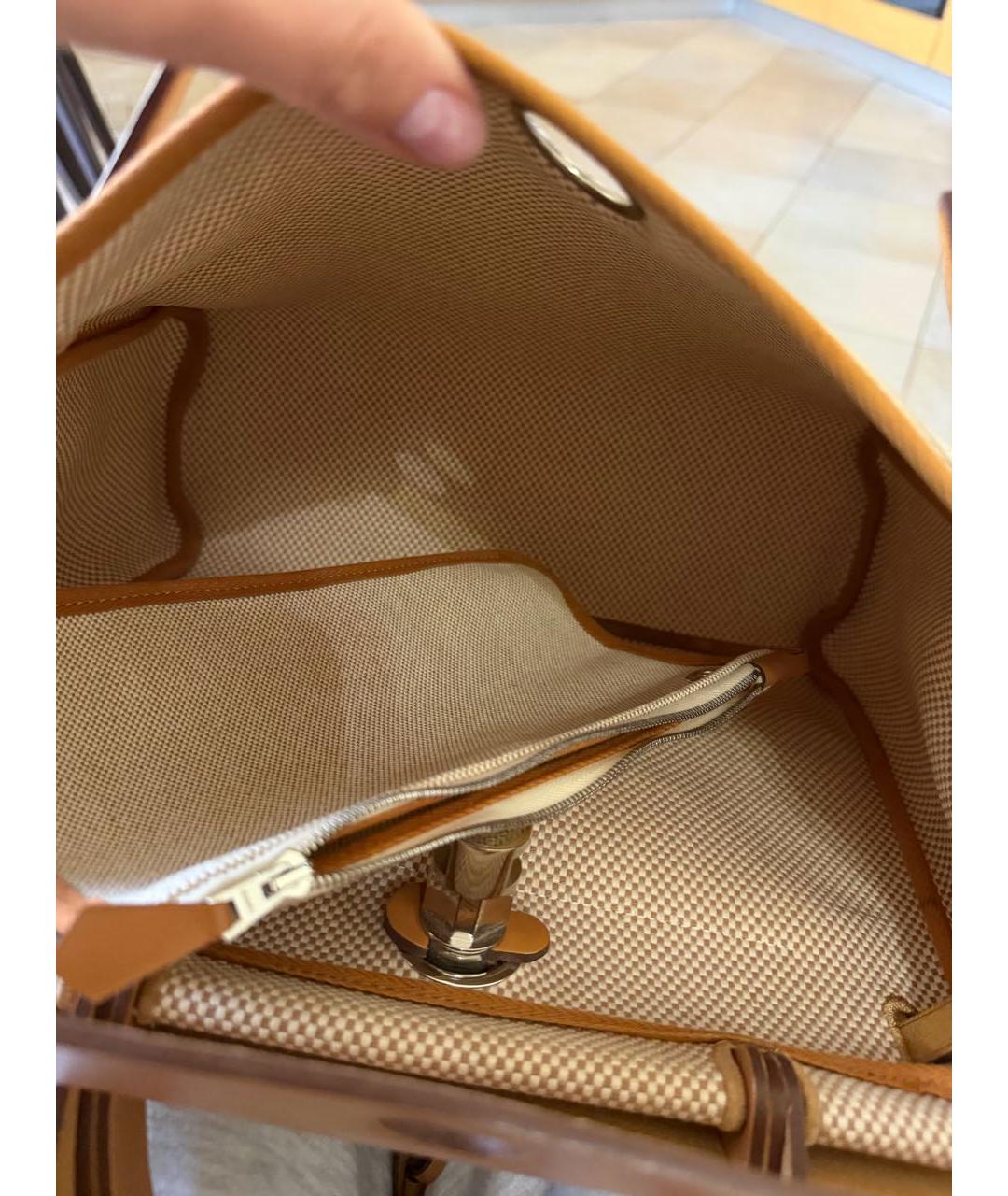 HERMES Бежевая тканевая сумка через плечо, фото 4