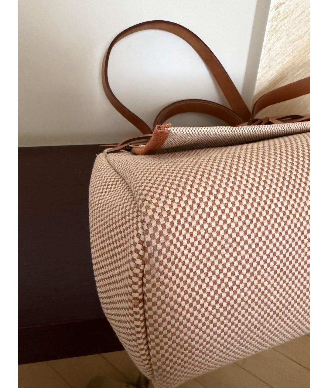 HERMES Бежевая тканевая сумка через плечо, фото 6