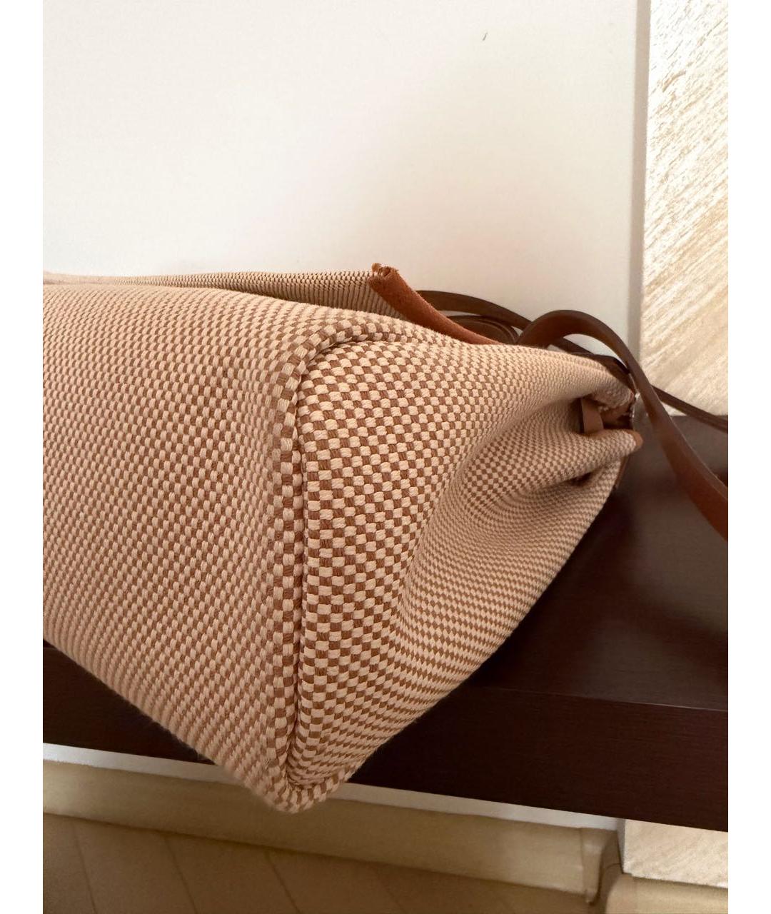 HERMES Бежевая тканевая сумка через плечо, фото 5