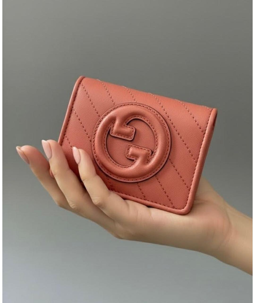 GUCCI Розовый кожаный кошелек, фото 5