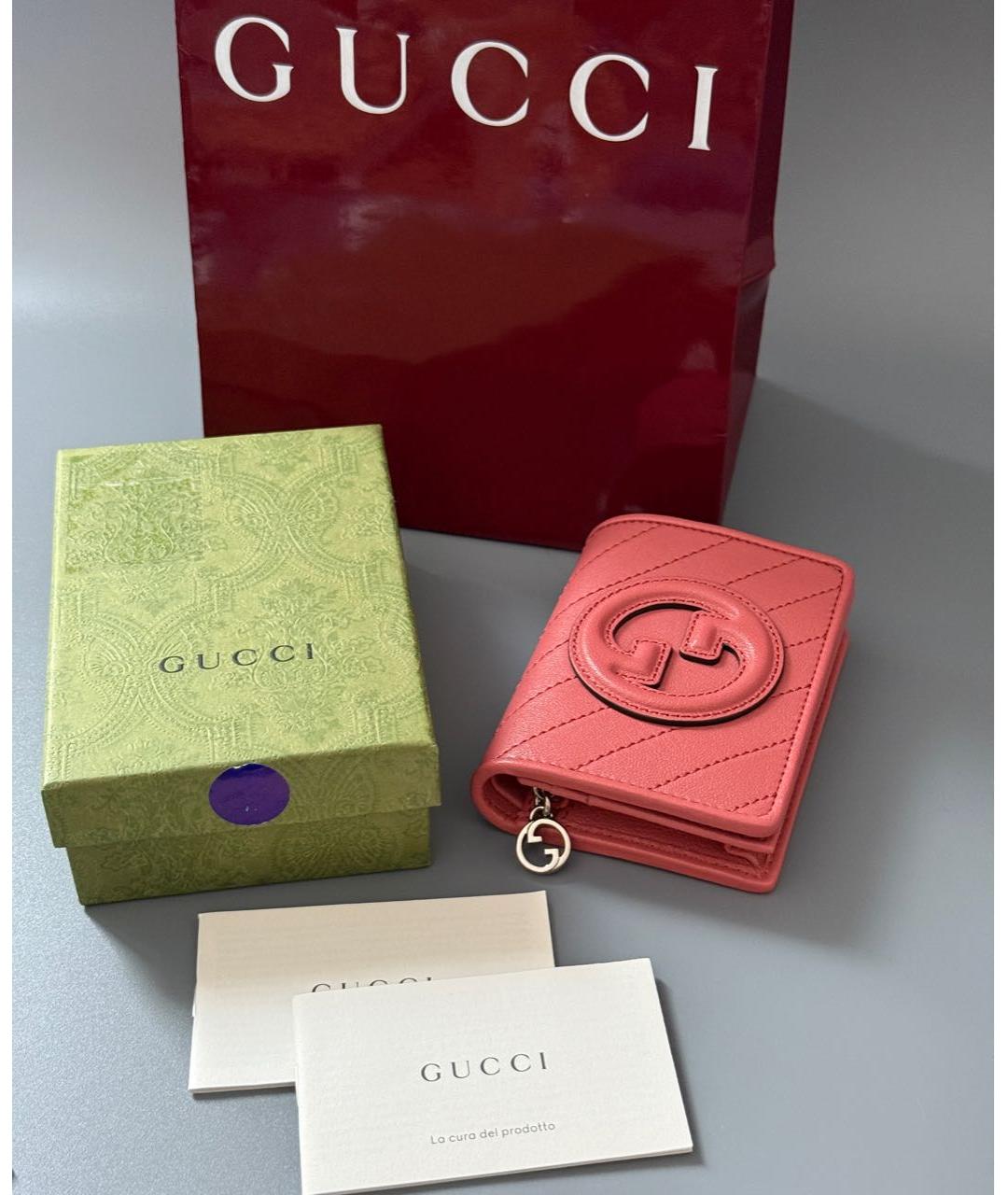 GUCCI Розовый кожаный кошелек, фото 3