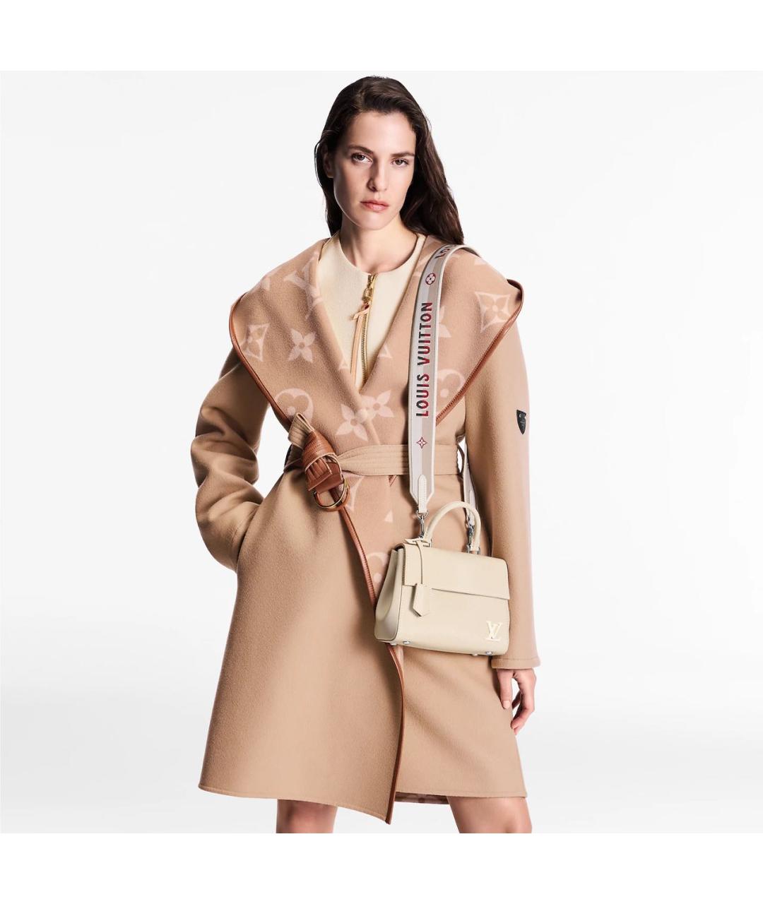 LOUIS VUITTON Бежевая кожаная сумка через плечо, фото 3