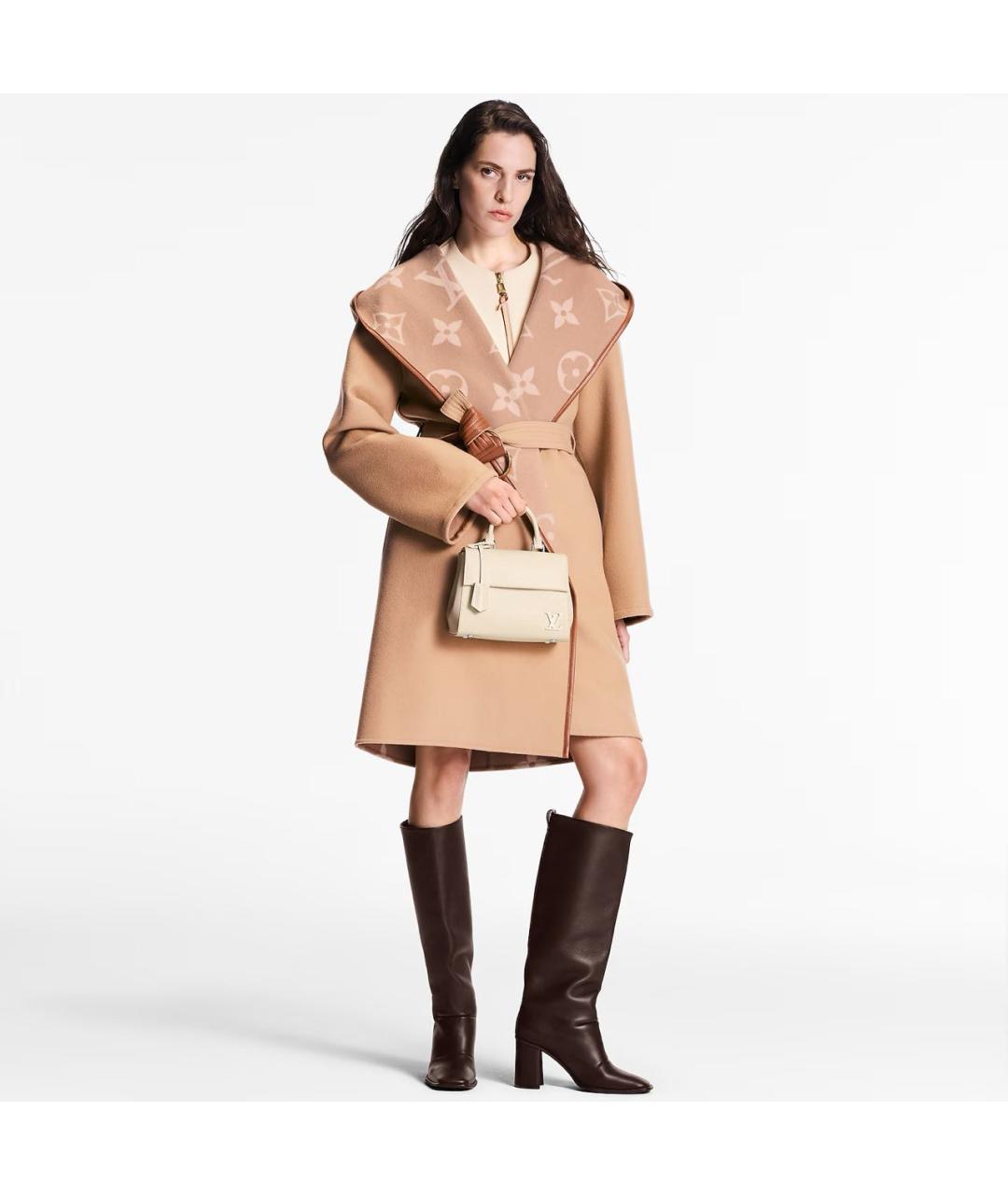 LOUIS VUITTON Бежевая кожаная сумка через плечо, фото 2