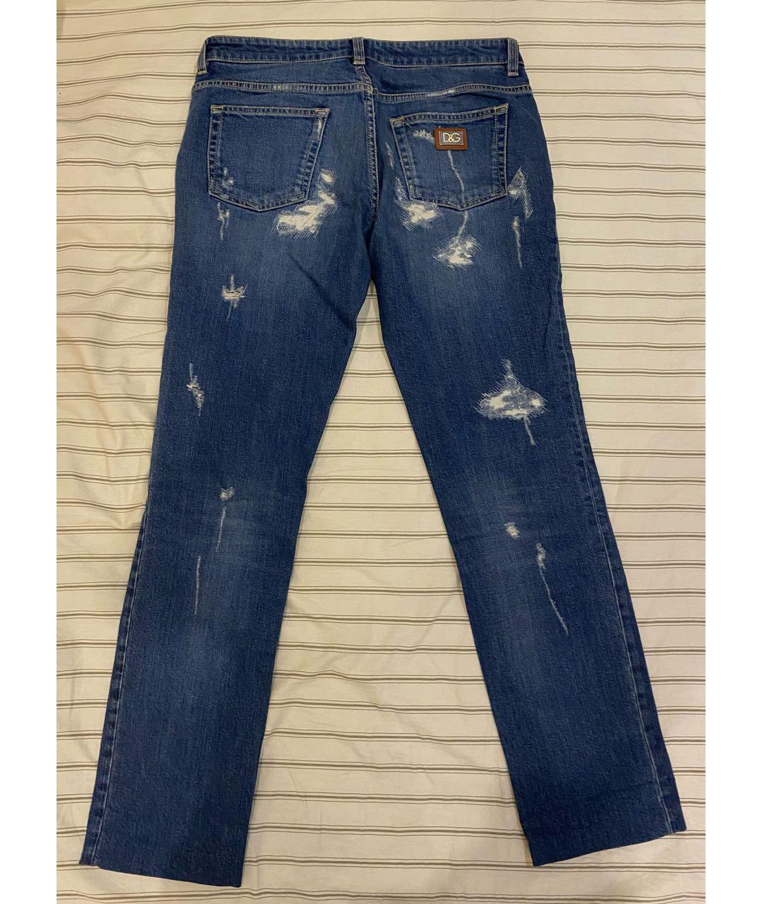 DOLCE&GABBANA Темно-синие хлопковые прямые джинсы, фото 2