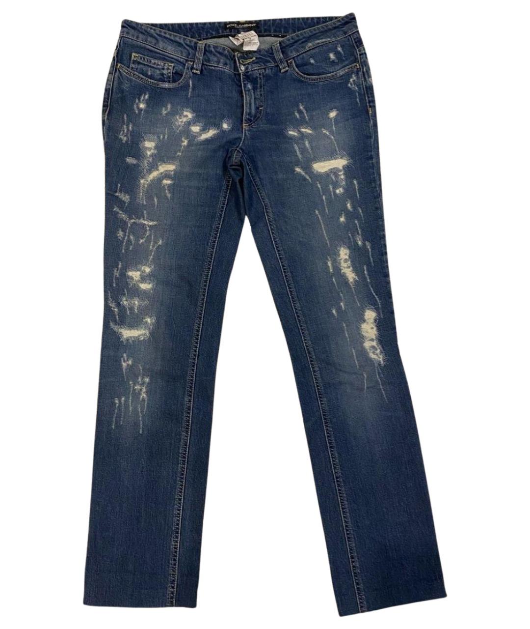 DOLCE&GABBANA Темно-синие хлопковые прямые джинсы, фото 1