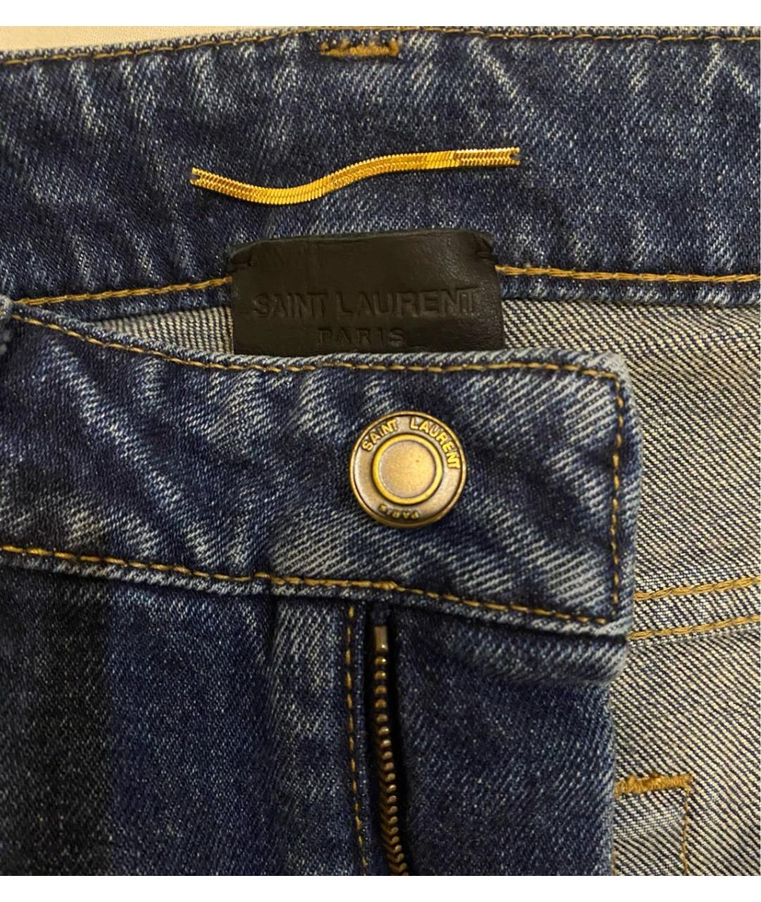 SAINT LAURENT Темно-синие хлопковые прямые джинсы, фото 4