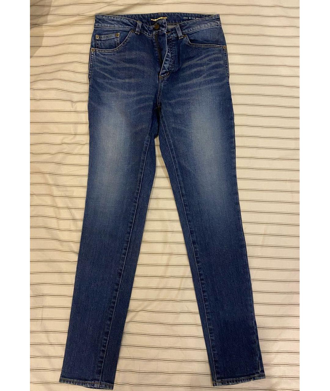 SAINT LAURENT Темно-синие хлопковые прямые джинсы, фото 5