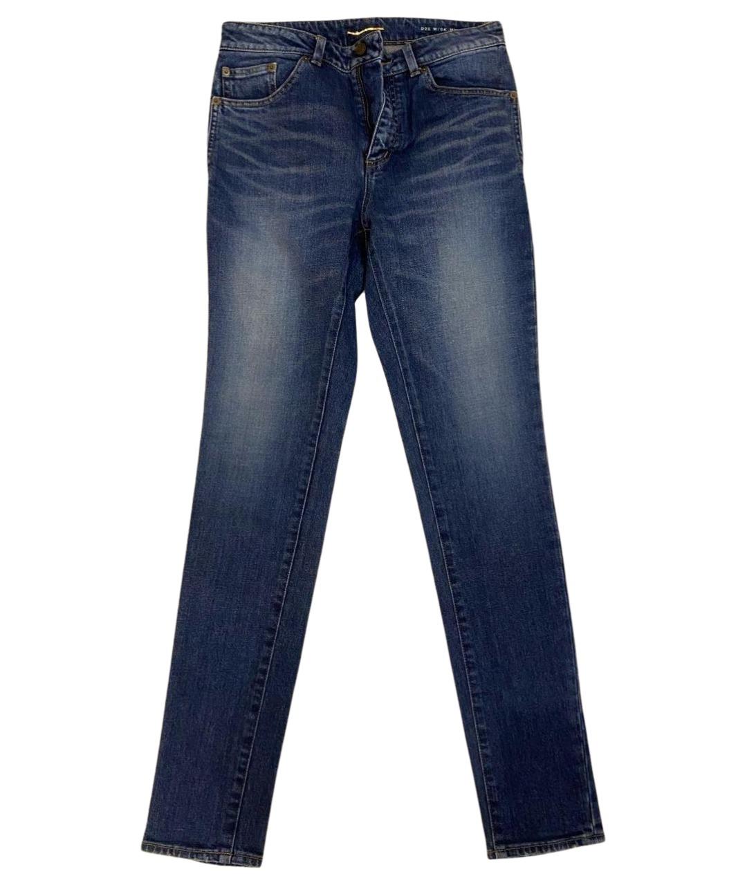 SAINT LAURENT Темно-синие хлопковые прямые джинсы, фото 1