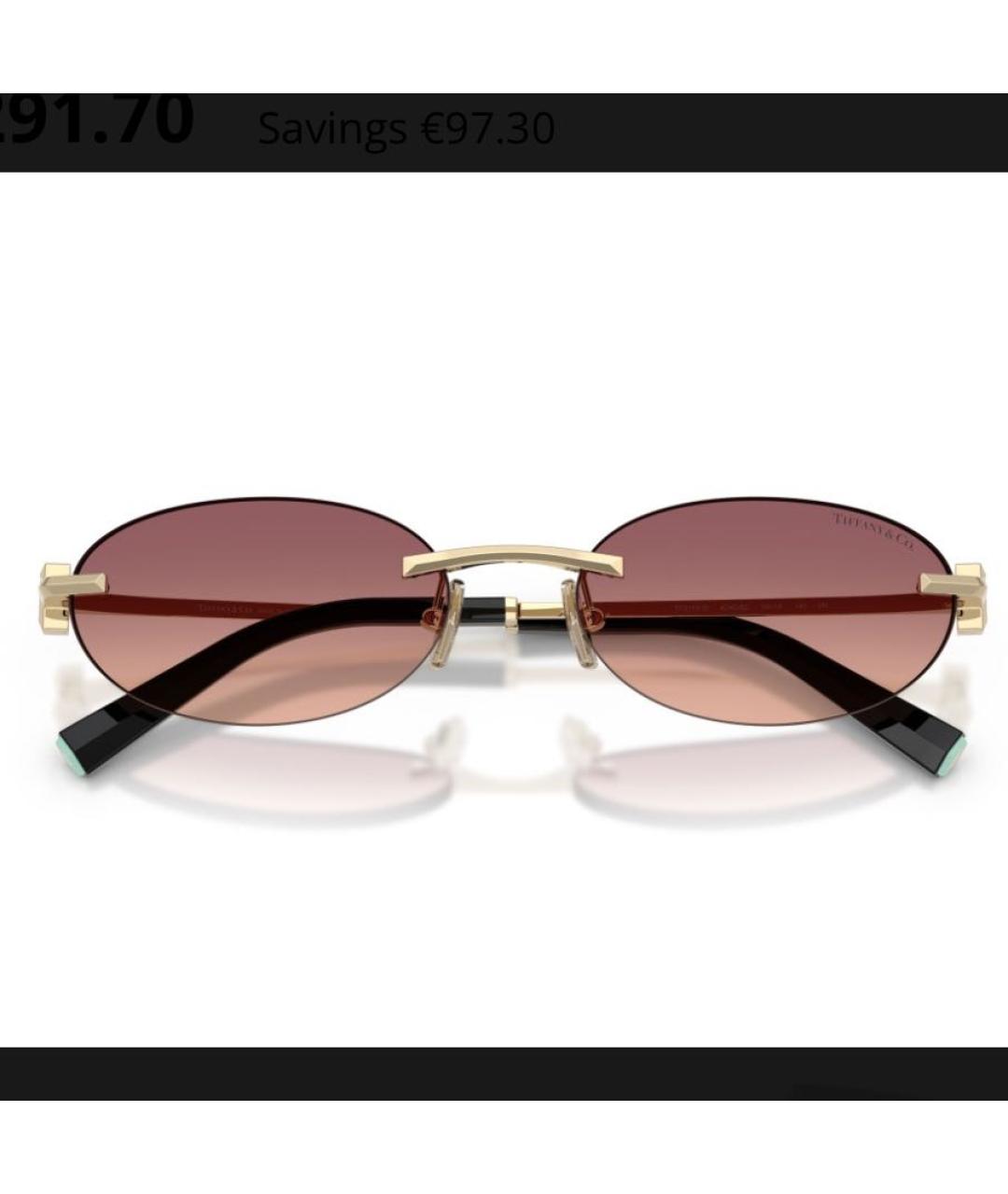 TIFFANY&CO Золотые металлические солнцезащитные очки, фото 4