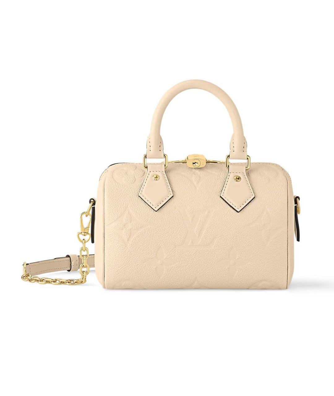 LOUIS VUITTON Бежевая кожаная сумка с короткими ручками, фото 6