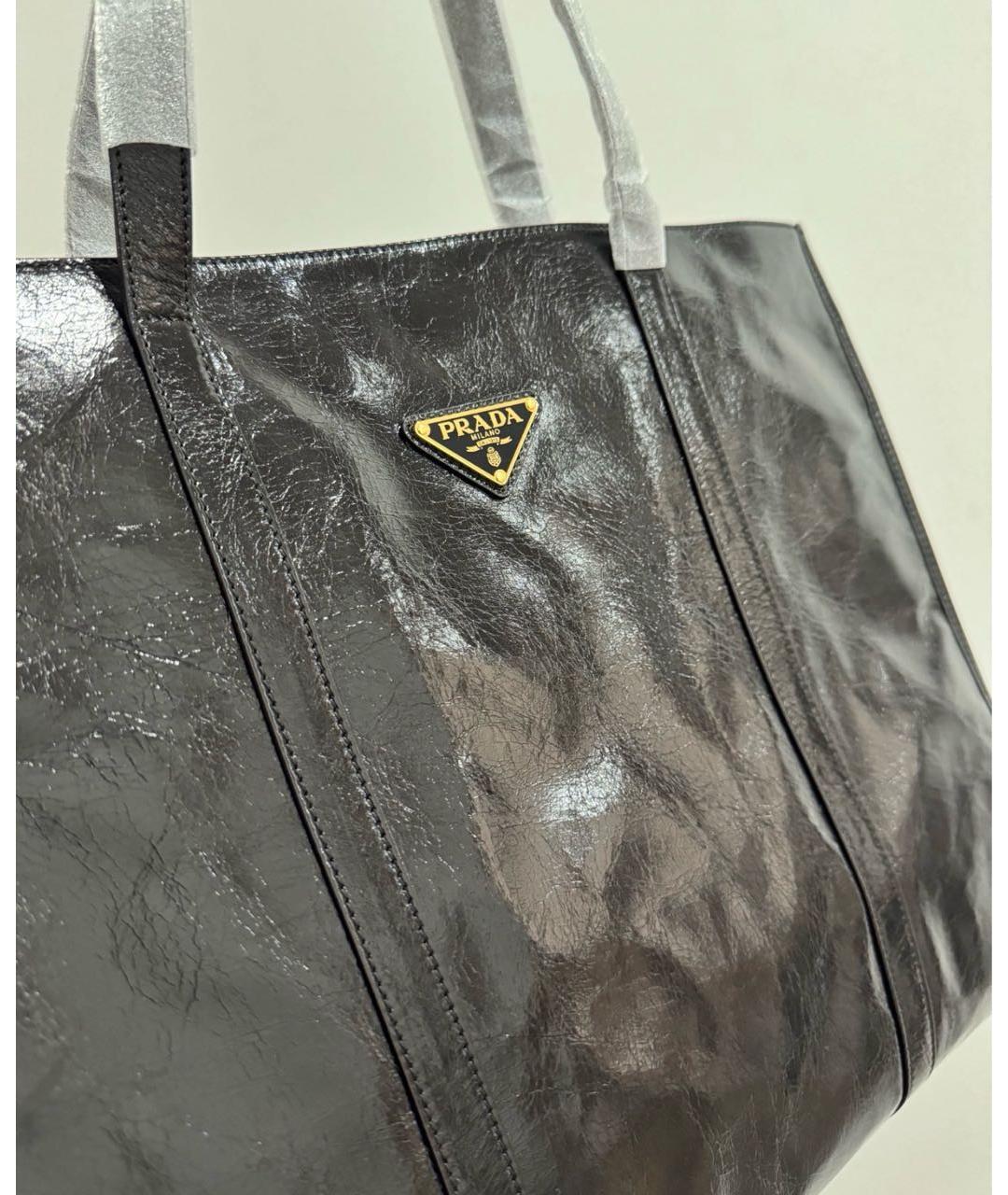 PRADA Черная кожаная сумка тоут, фото 6