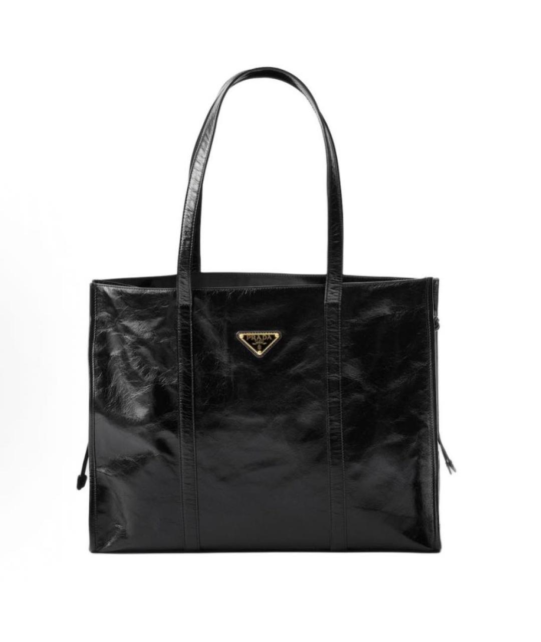 PRADA Черная кожаная сумка тоут, фото 9