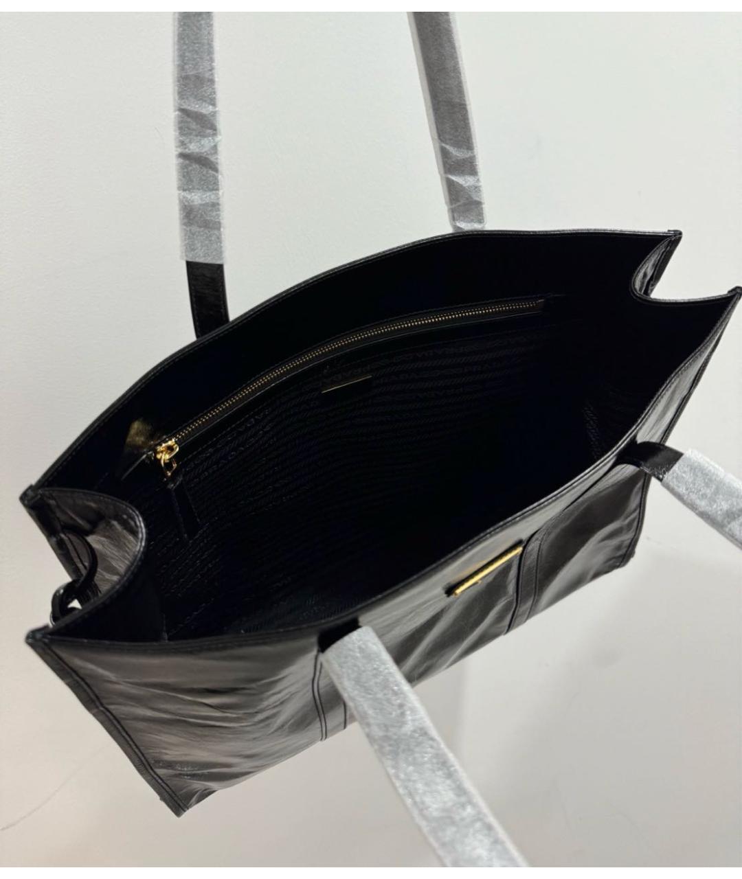 PRADA Черная кожаная сумка тоут, фото 7