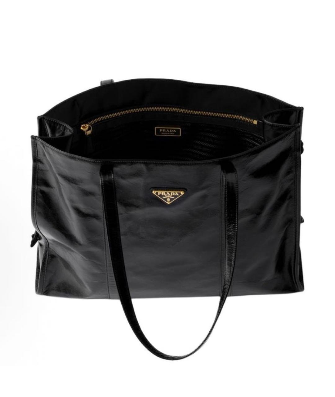 PRADA Черная кожаная сумка тоут, фото 5