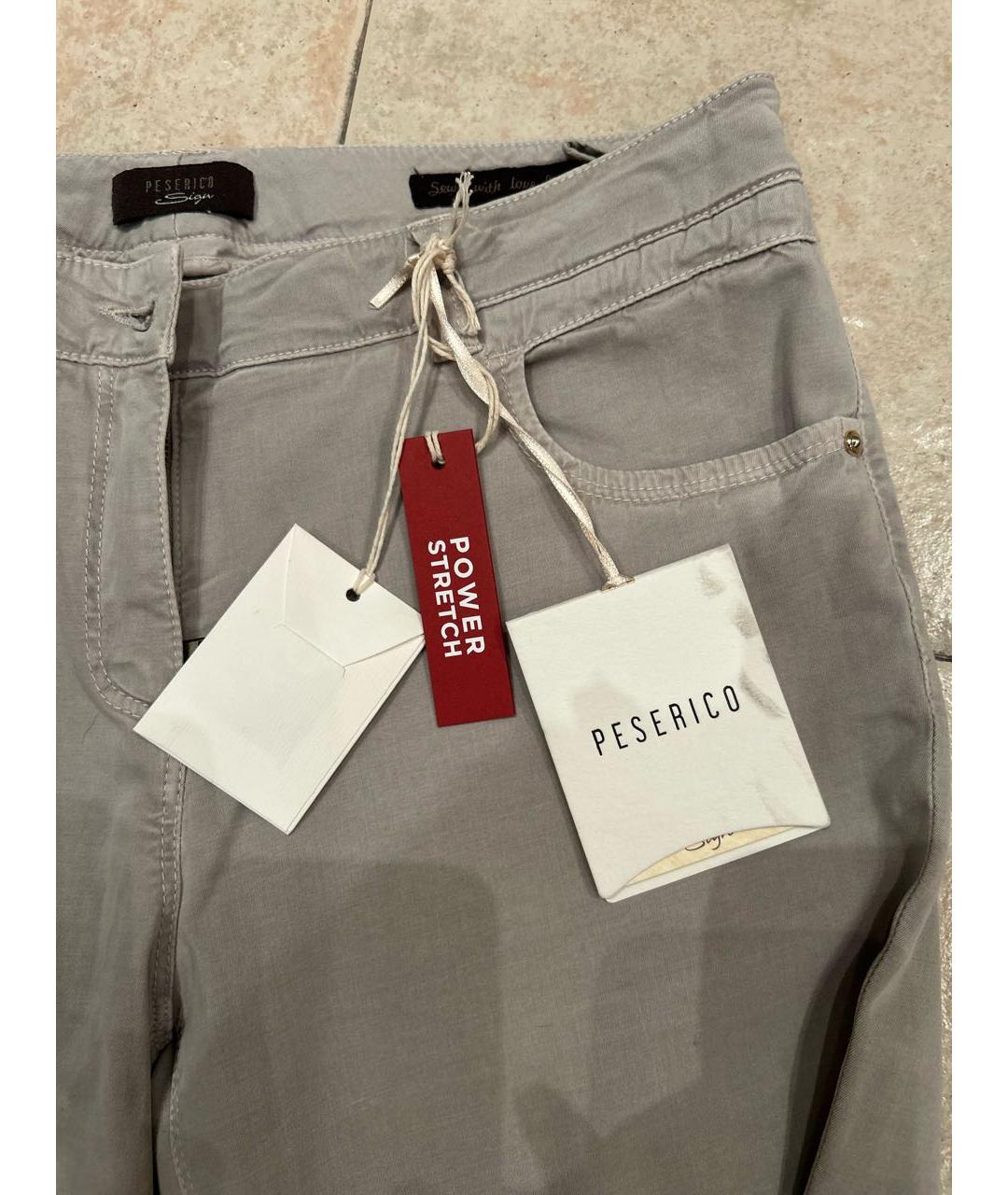 PESERICO Серые хлопко-эластановые прямые джинсы, фото 5