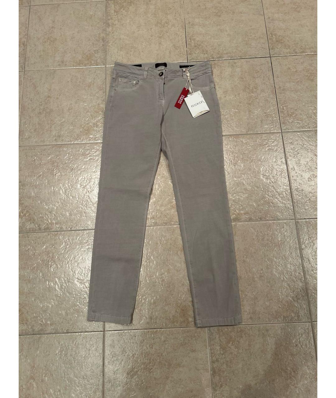 PESERICO Серые хлопко-эластановые прямые джинсы, фото 6
