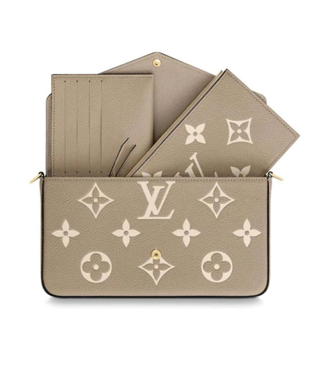 LOUIS VUITTON Бежевая кожаная сумка через плечо, фото 3