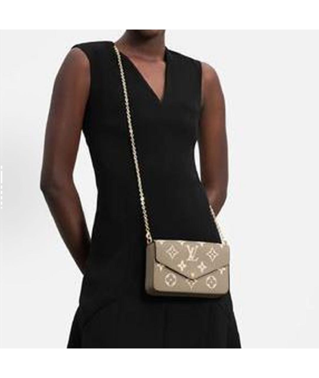 LOUIS VUITTON Бежевая кожаная сумка через плечо, фото 5