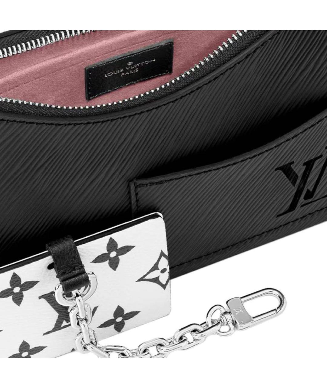 LOUIS VUITTON Черная кожаная сумка через плечо, фото 7