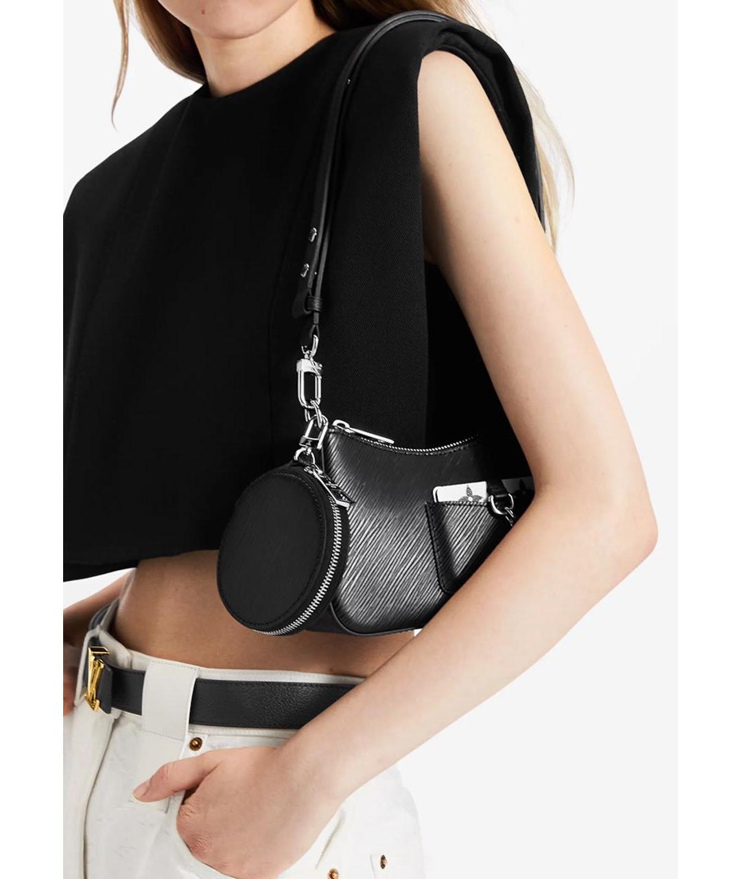 LOUIS VUITTON Черная кожаная сумка через плечо, фото 3