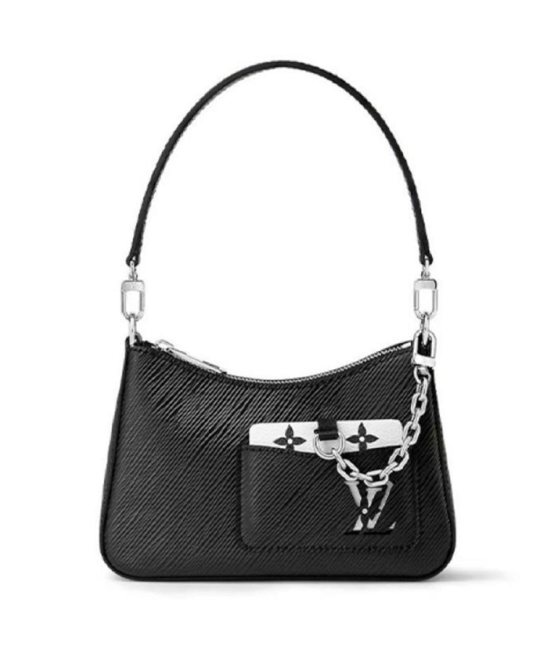 LOUIS VUITTON Черная кожаная сумка через плечо, фото 8