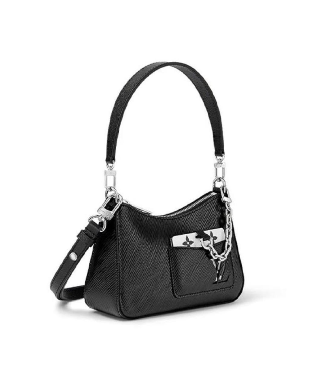 LOUIS VUITTON Черная кожаная сумка через плечо, фото 4