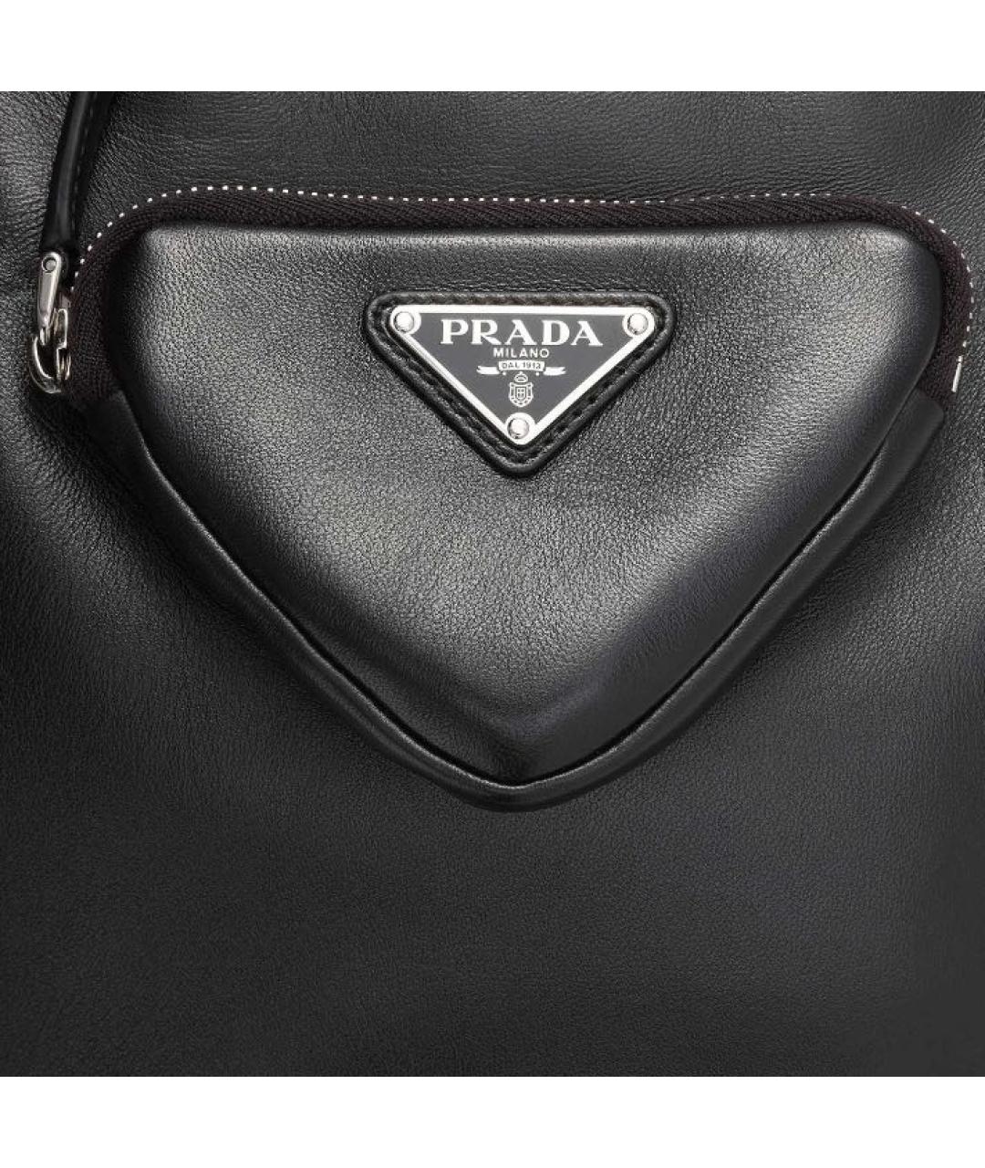 PRADA Черная кожаная сумка тоут, фото 4