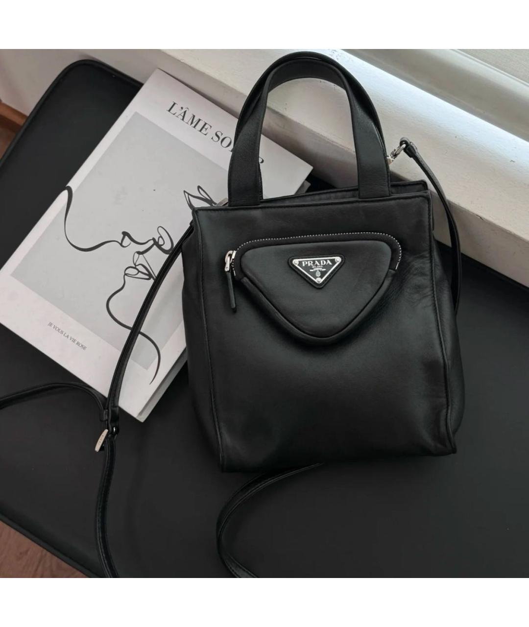 PRADA Черная кожаная сумка тоут, фото 7