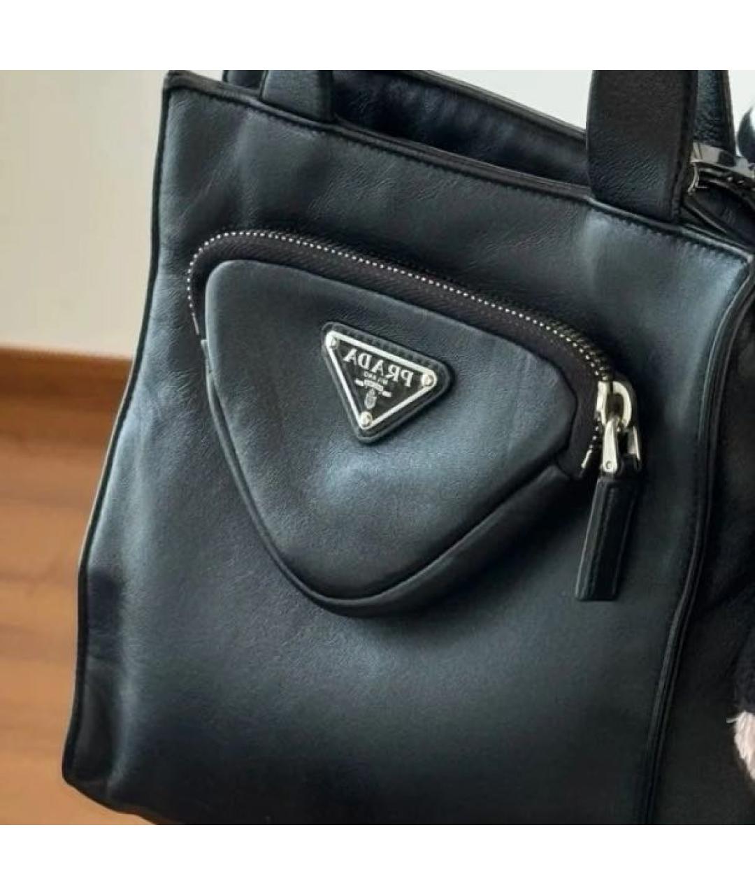 PRADA Черная кожаная сумка тоут, фото 8