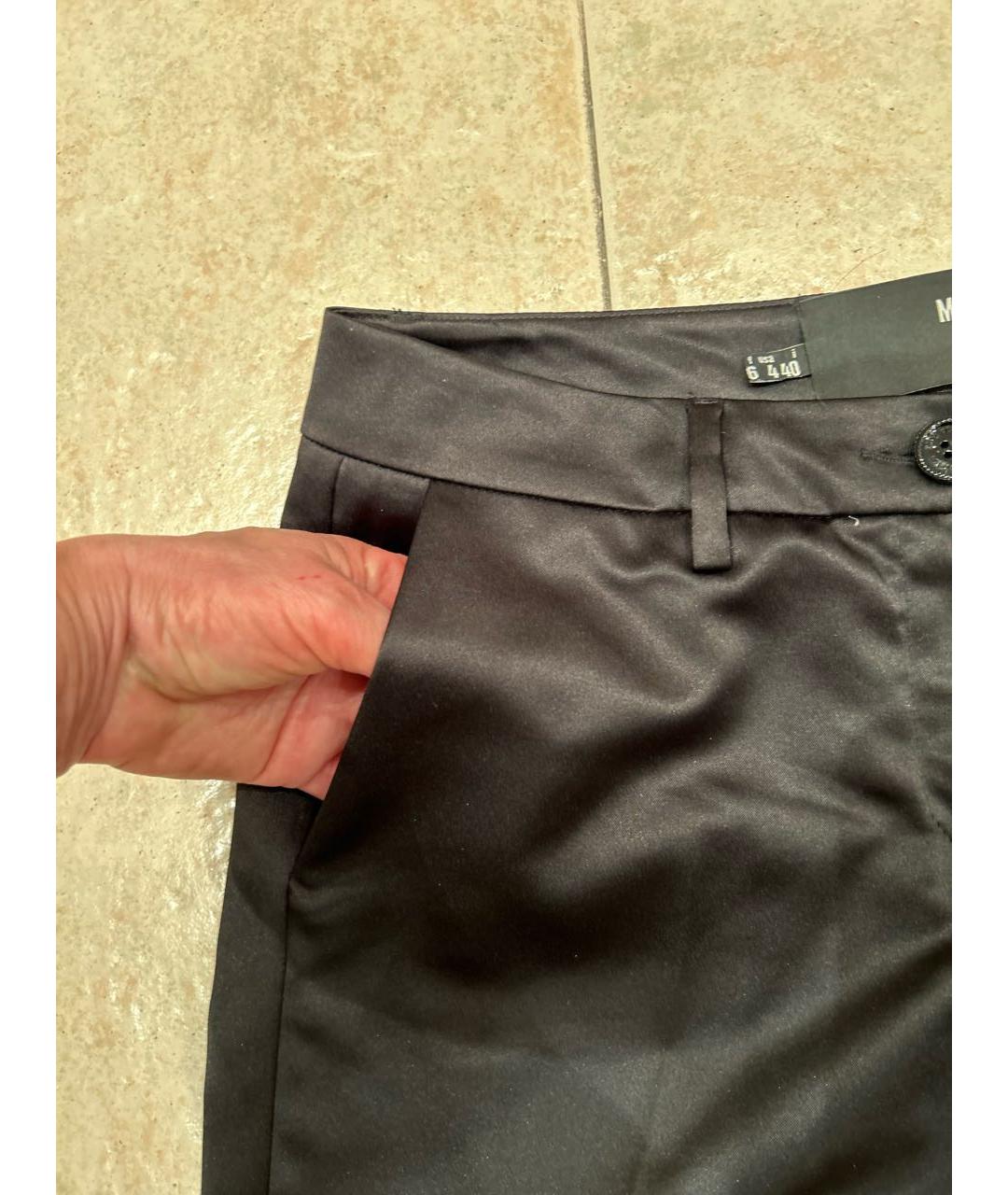 LOVE MOSCHINO Черные атласные прямые брюки, фото 3