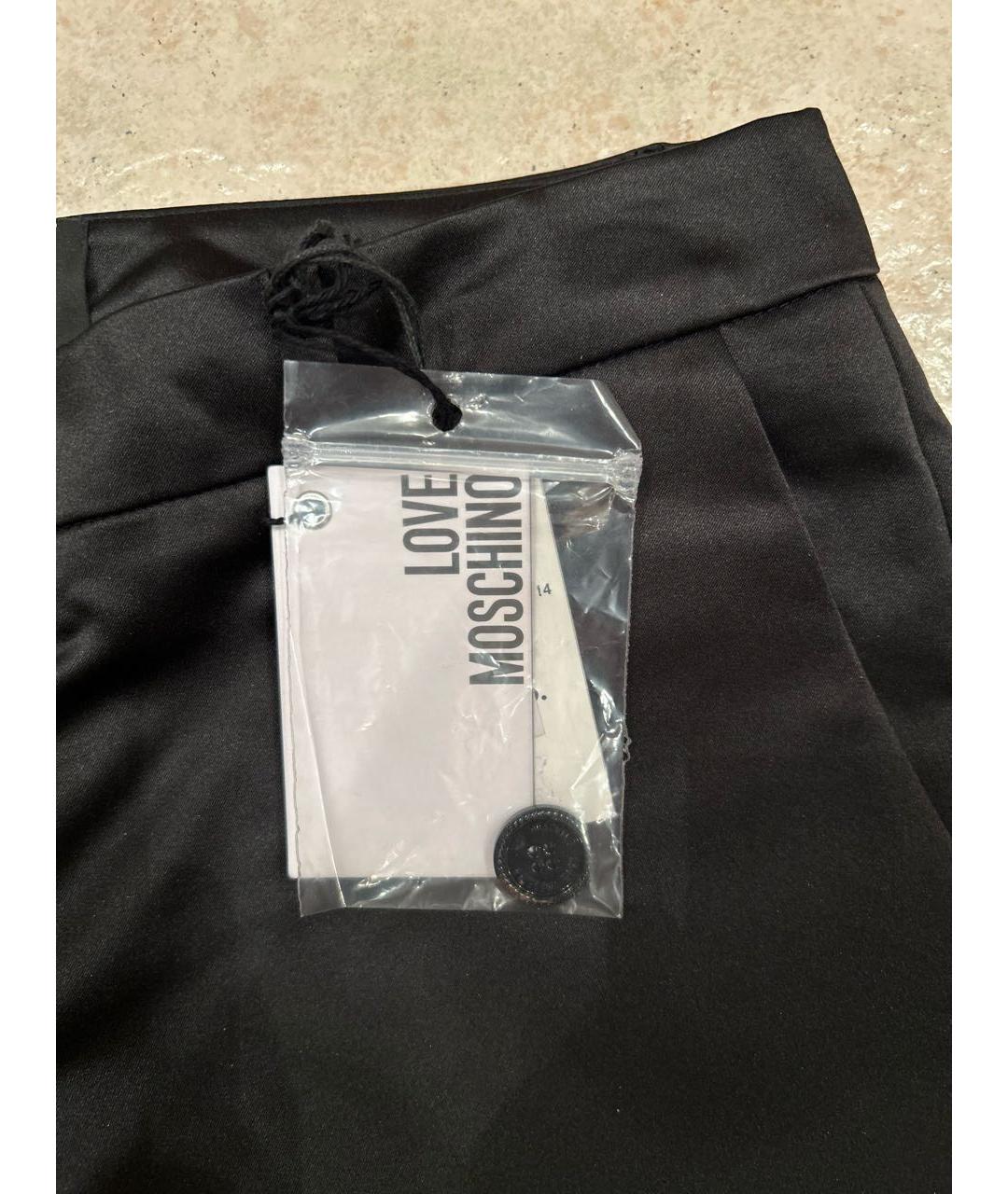 LOVE MOSCHINO Черные атласные прямые брюки, фото 4