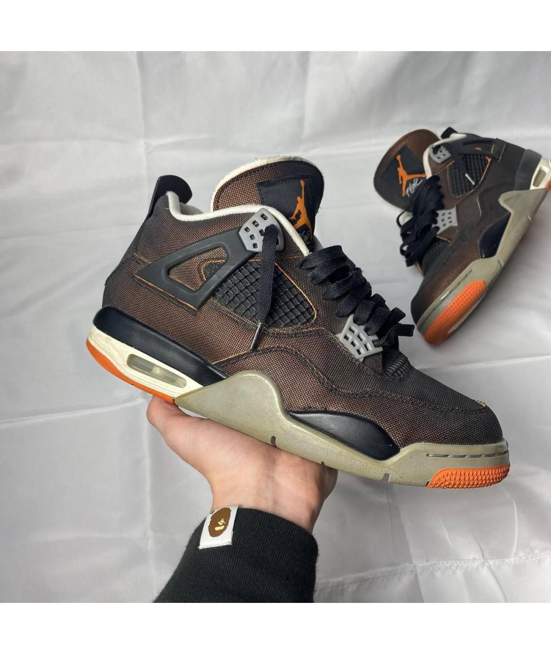 JORDAN Коричневые текстильные высокие кроссовки / кеды, фото 4