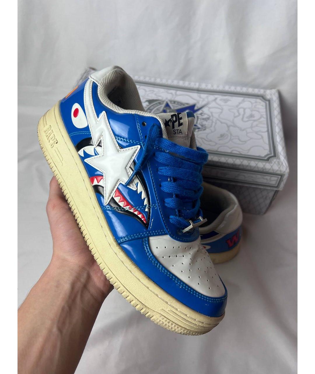 BAPE Синие низкие кроссовки / кеды из лакированной кожи, фото 2