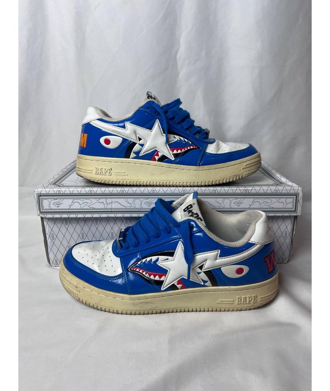 BAPE Синие низкие кроссовки / кеды из лакированной кожи, фото 4