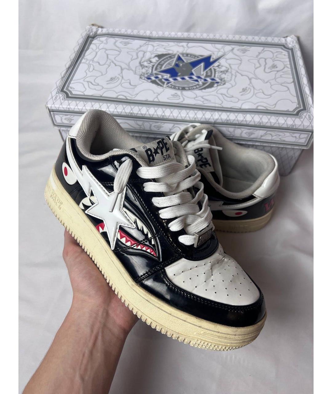 BAPE Черные низкие кроссовки / кеды из лакированной кожи, фото 2