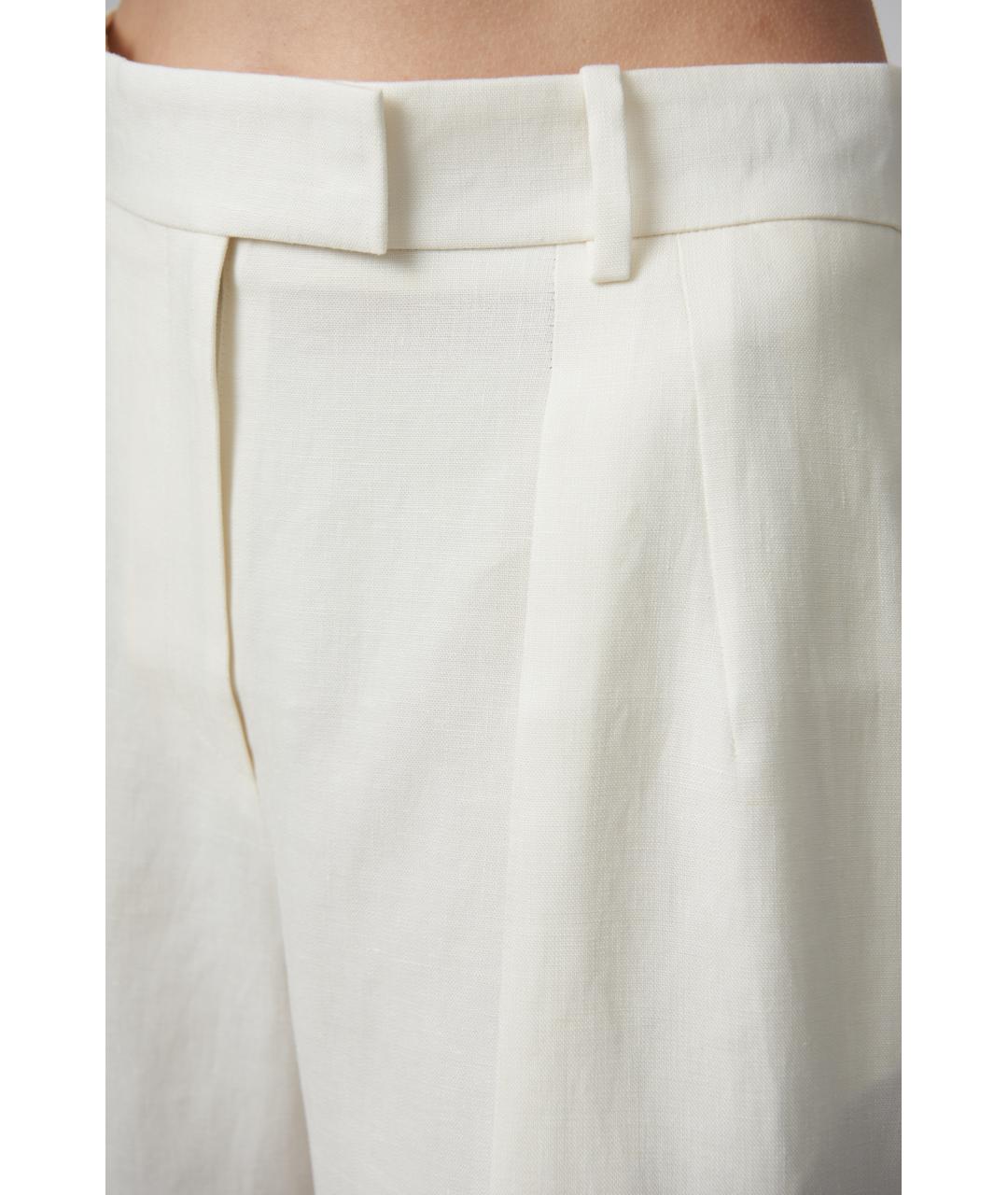 THE ROW Белые льняные прямые брюки, фото 4