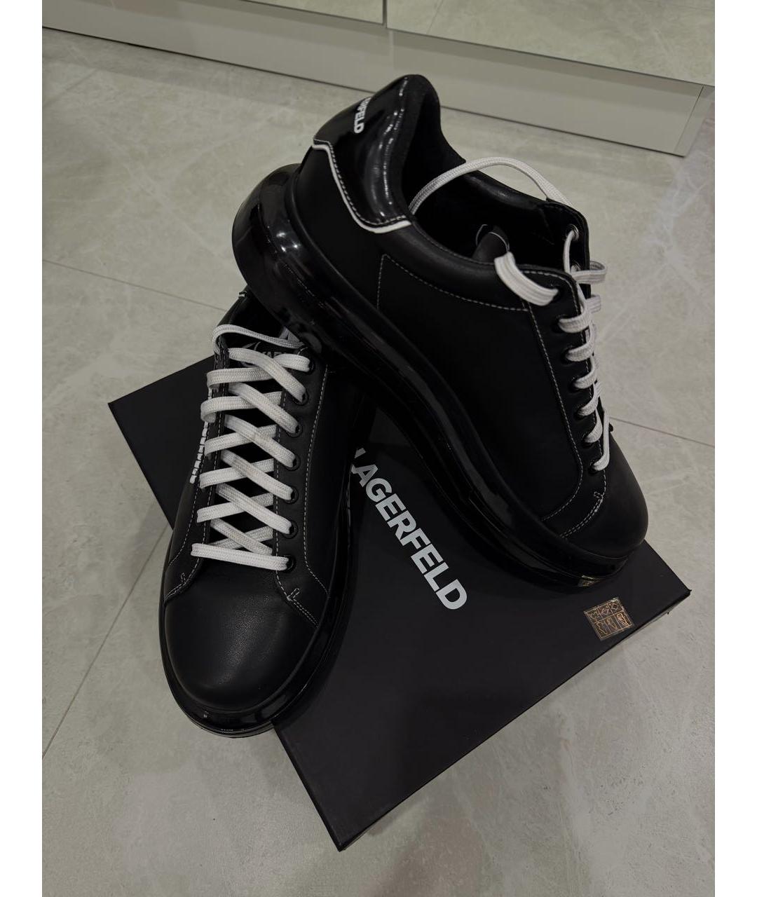 KARL LAGERFELD Черные низкие кроссовки / кеды из искусственной кожи, фото 6