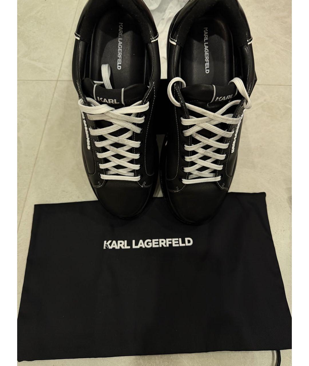 KARL LAGERFELD Черные низкие кроссовки / кеды из искусственной кожи, фото 3