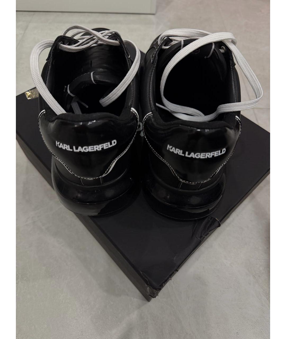 KARL LAGERFELD Черные низкие кроссовки / кеды из искусственной кожи, фото 4