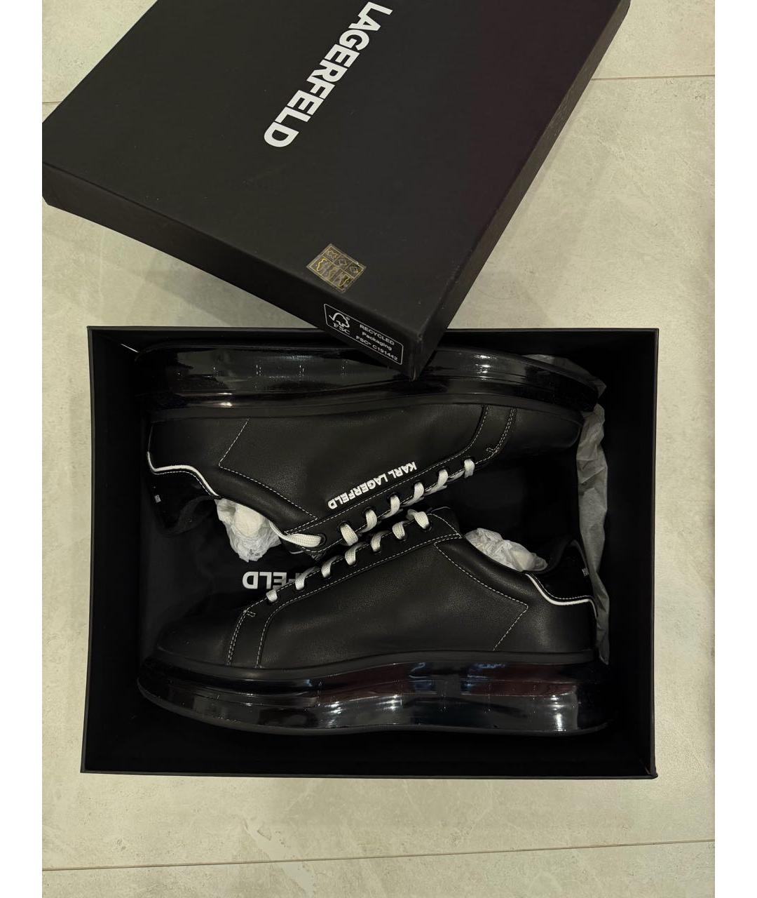 KARL LAGERFELD Черные низкие кроссовки / кеды из искусственной кожи, фото 7