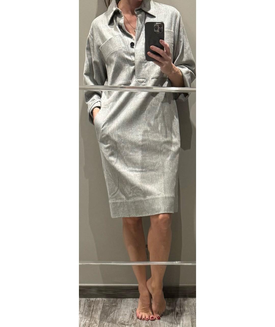 LORENA ANTONIAZZI Серое шерстяное повседневное платье, фото 4